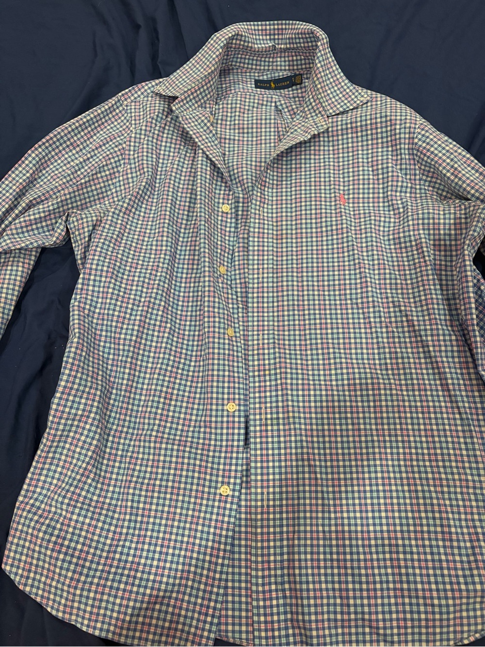 Ralph Lauren Blue & Pink Plaid Cotton Button-Down Shirt